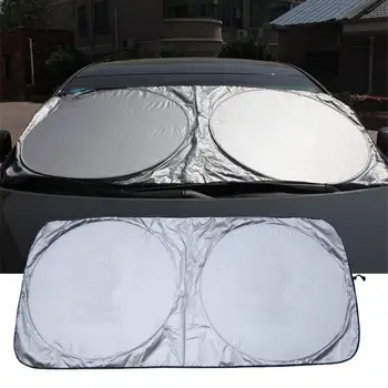 

Car Sun Block Coated Silver Cloth Material Double Circle Sunshade 150*70Mm Professional To Reduce Car Interior Temperature