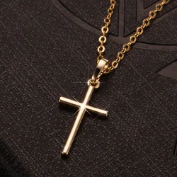 Elegant Gold and Black Crystal Cross Pendant Necklace (GOLDEN B)