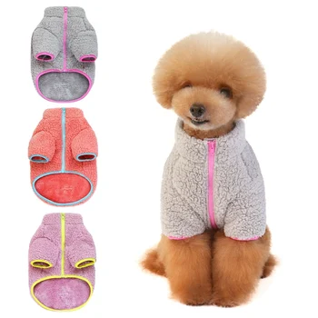

Pet Autumn and Winter Coat Color Bumping Belt Zipper Thickened Comfortable Warm Fleece Double-sided Wool Coat