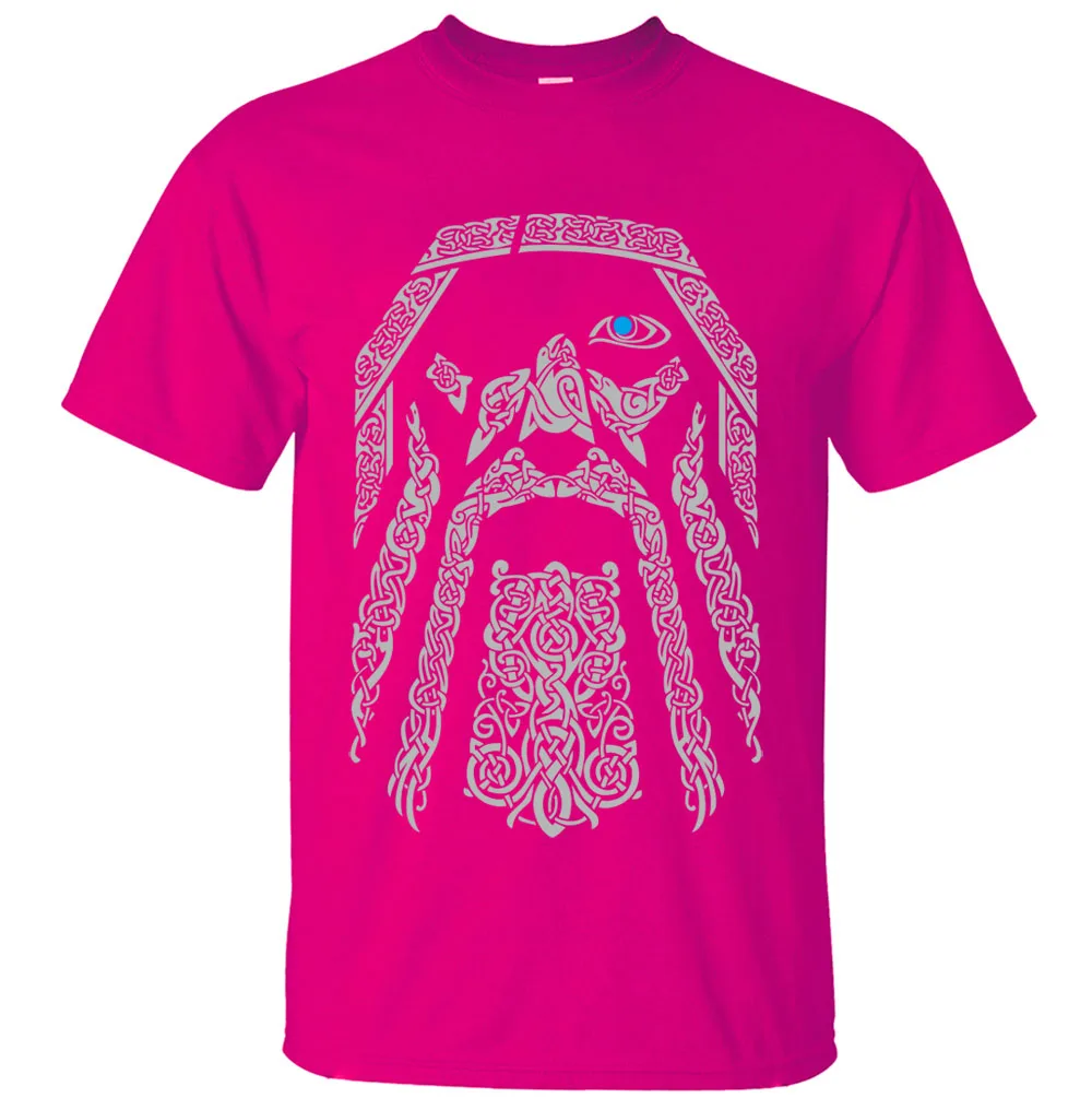 rose red Летняя черная футболка Odin Vikings, мужские футболки, хлопковые скандинавские руны Valhalla, уличная одежда, футболки с коротким рукавом, спортивная одежда - Цвет: rose red