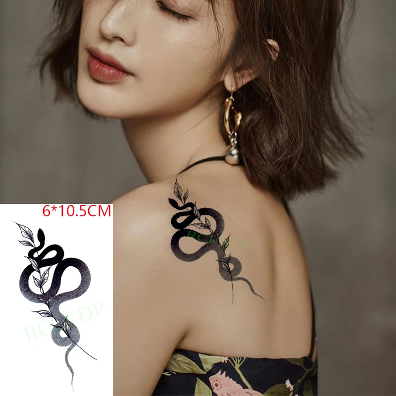 

Waterproof Temporary Tattoo Sticker Snake Leaves Sexy Cool Body Art Ins Hot Flash Tatoo Fake Tatto for Women Men