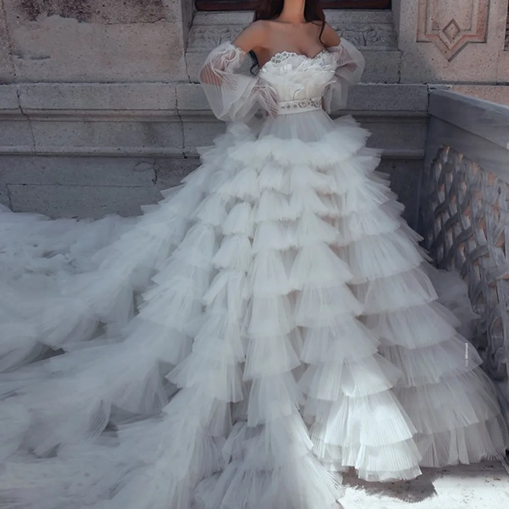 Vestido de noiva модное свадебное платье Многоуровневое специальный дизайн рукава полный рукав свадебное платье es robe de mariee свадебное платье длинное