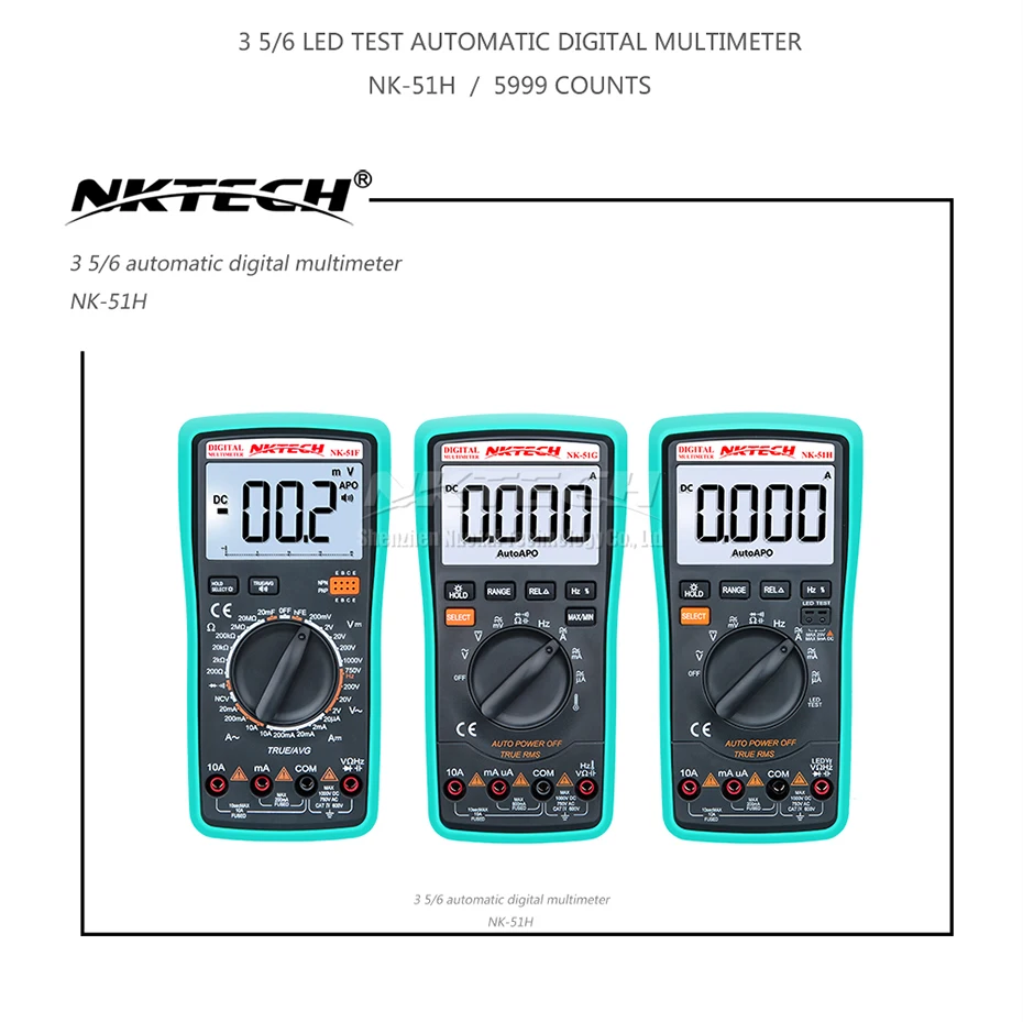 NKTECH Цифровой мультиметр NK-51H светодиодный тест автоматическое выключение истинного RMS частоты емкость Омметр AC DC Вольт усилитель диода рабочий цикл