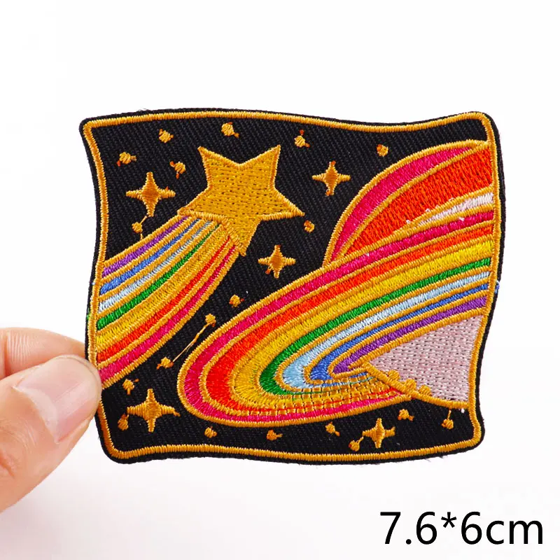 Van Gogh Embroidered Patches on Clothes DIY Cartoon Wave Applique Clothing Thermoadhesive Patches for Clothing DIY 