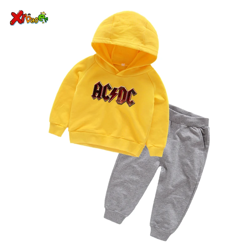 Комплект одежды для детей, детские комплекты ACDC детские толстовки с капюшоном из хлопка ACDC Одежда для мальчиков спортивный костюм 6 лет, детская одежда из хлопка для мальчиков и девочек - Цвет: Kids Clothes Set