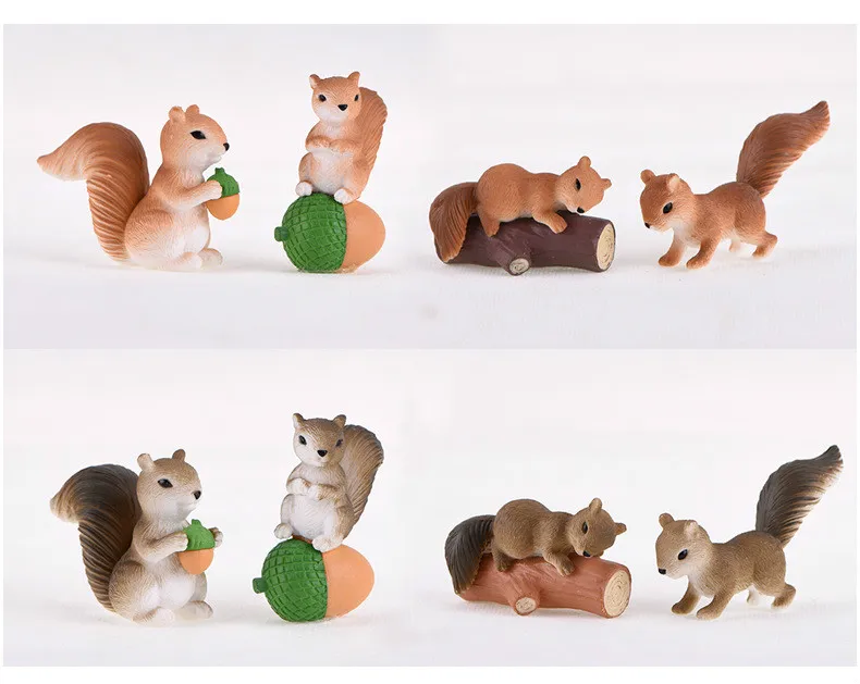 Cute Squirrel Figurines Fairy Garden Accessory Gardening Decor PVC Ornaments Natural Mini World  Cacti Plant Pot Animal Decor