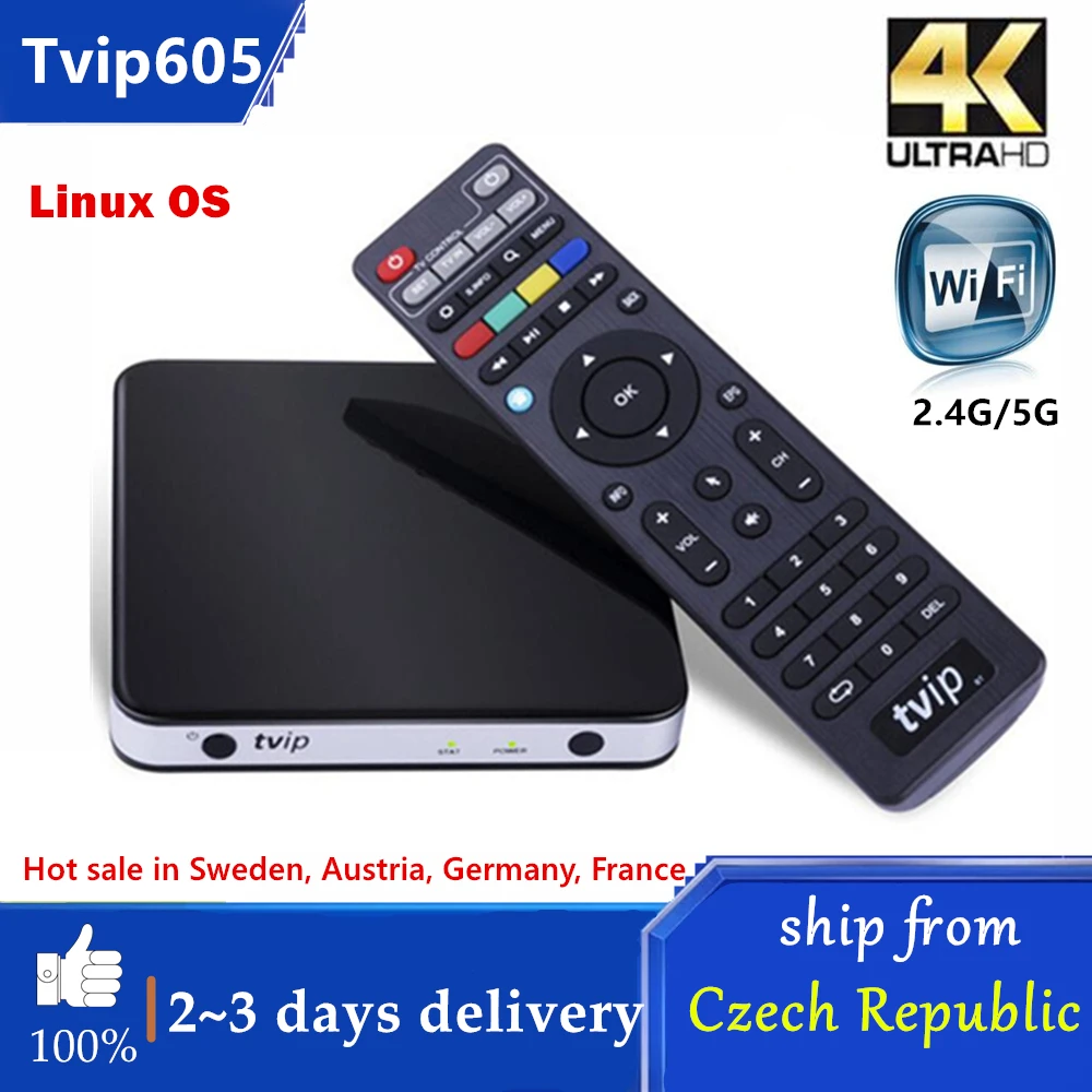 Original TVIP.605 4K Linux TV Box 8G S905X Quad Core TVIP S-Box V.605 HD Youtube 2.4G/5G WIFI Work on Android TV Box tvip525