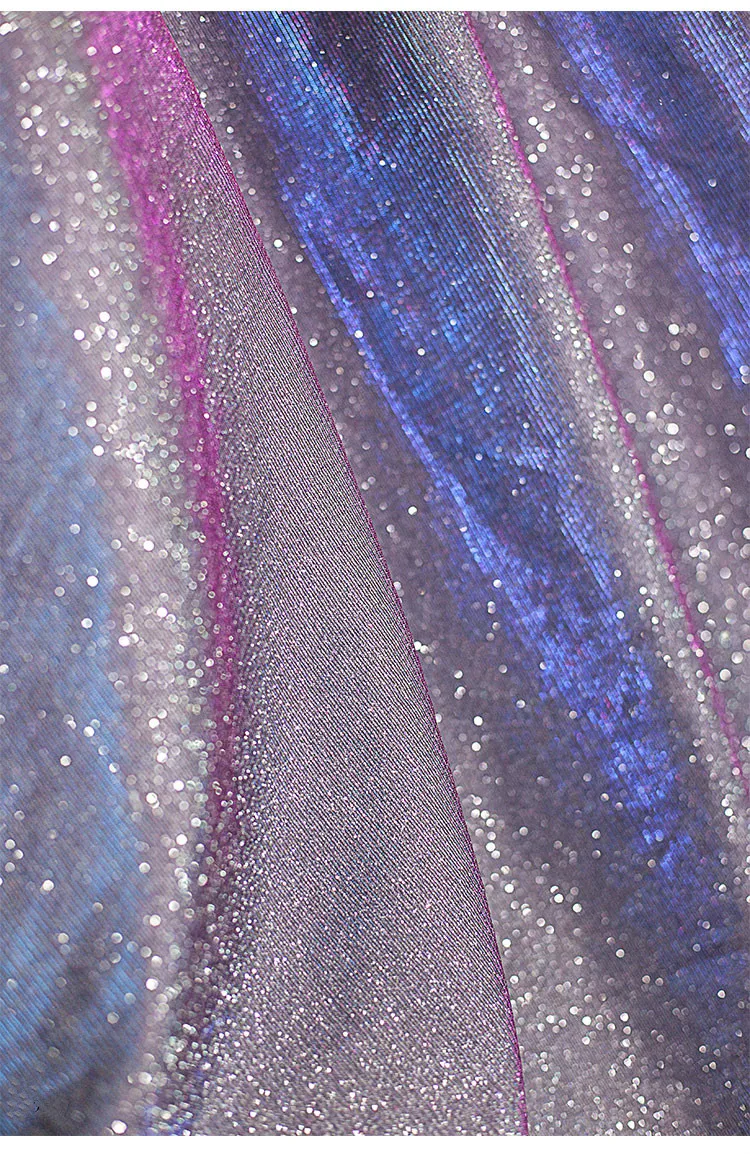 Премиум фиолетовый W/серебряный блеск стрейч-Тюль Ткань, продается метр