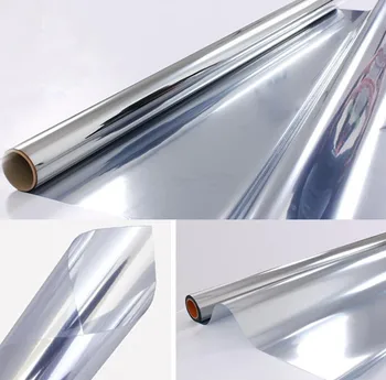 

100% SUNICE Film Building Window Film Silver One Way Mirror Privacy Protection Silver Insulation Sticker Decals for Home Office