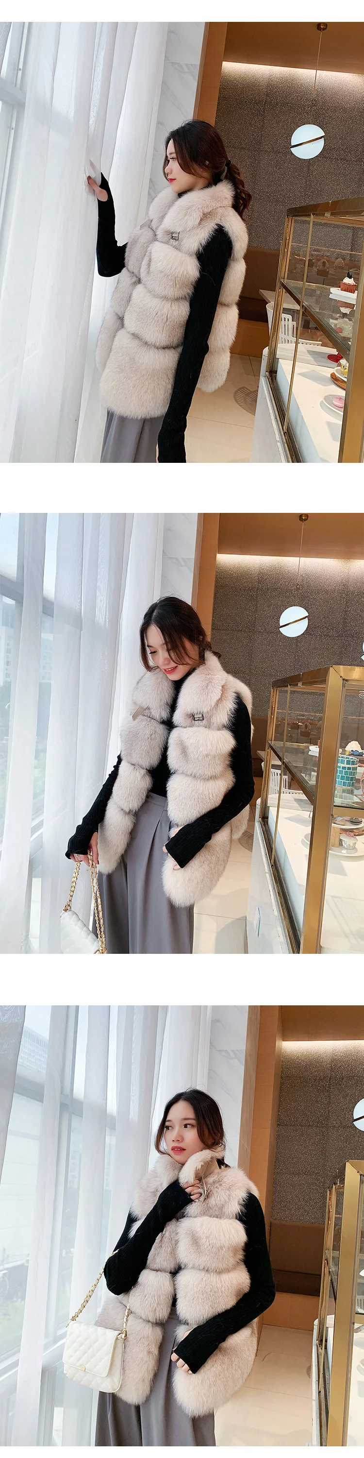 ZDFURS* зима дизайн модные жилеты Женский натуральный Лисий мех жилет толстый теплый женский меховой жилет куртка