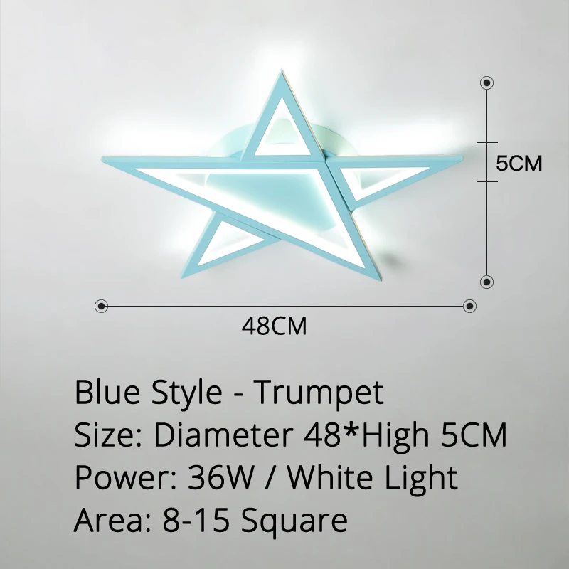 blue 48x5cm 36w Современная люстра принцесса девушка комната лампа детская спальня лампа теплая романтическая креативная Звезда Детская комната лампы - Цвет абажура: blue 48x5cm 36w