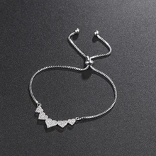 Baiduqiandu Бренд Новое поступление 5 сердец CZ циркония Кристалл Регулируемые браслеты для женщин или свадьбы невесты подружки невесты