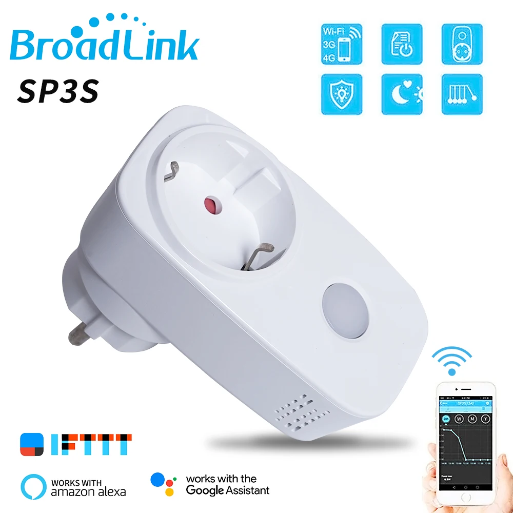 Broadlink Оригинал SP3S WiFi умная розетка ЕС вилка с Alexa Google Home умный дом дистанционное