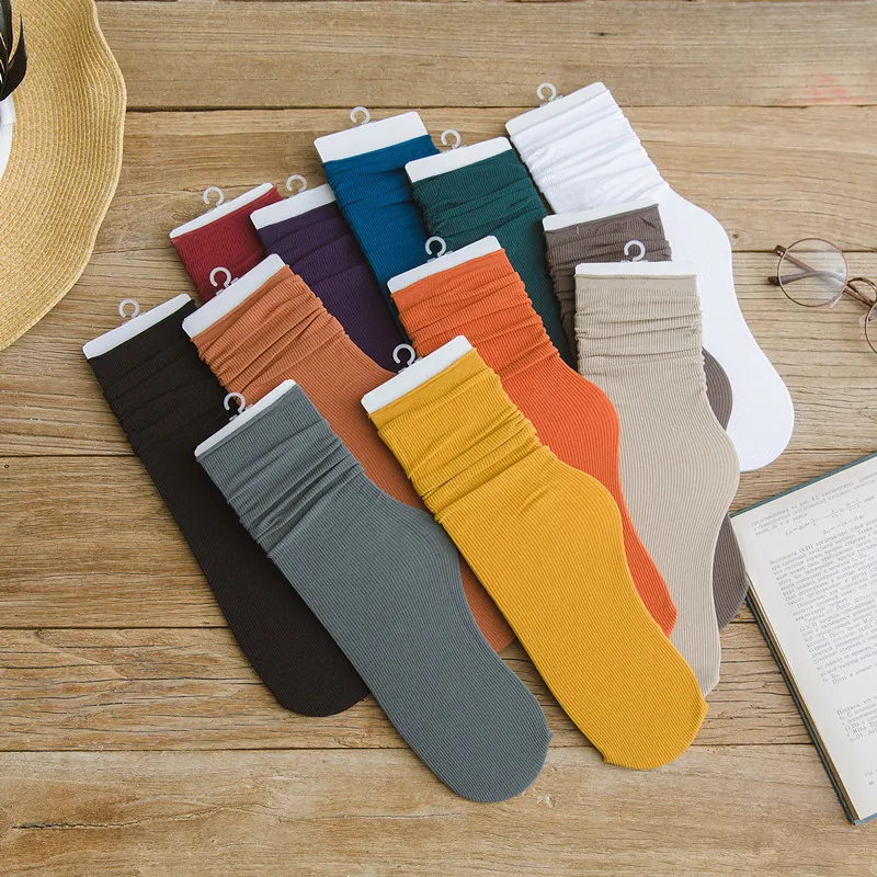 10Pairs Thin section socks woman Japanese piles of colored velvet women long tube socks wholesale - Цвет: 10