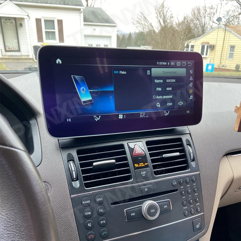 12.5inch Android 8G+128G 4G LTE Car GPS Navigation Multimedia Player For Mercedes Benz C CLASS W204 2007-2010 Wireless Carplay