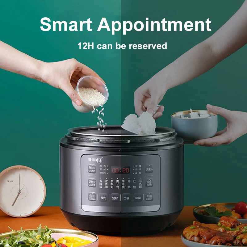 SUPOR 5L Electric Pressure Cooker Double Inner Multifunction Electric Rice Cooker 70KPA Smart Appointment Kitchen Appliance
