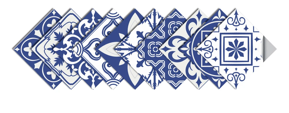 Description Picture 4 of item10/15/20cm Mediterranean Blue Tiles Wall Sticker Kitchen Backsplash Bathroom Wardrobe Peel & Stick Matte Surface Wallpaper