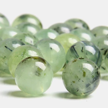 

Natural Green Prehnites crystal beads Smooth round green loose Beads for jewelry making bracelet necklace Prehnites quartz beads