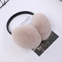 

2021NEW Rex Rabbit Fur Hang Ear Cover Warm Winter Earmuffs Headwear Ear Muffs Fur Earmuffs Cold Ear Warmer Fold Ear Protection