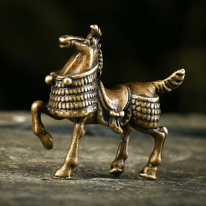 Antique Brass Solid Miniature War Horse Ornament Figurines Bronze Zodiac Animal Statue Table Decoration Crafts Home Accessories | Дом и сад