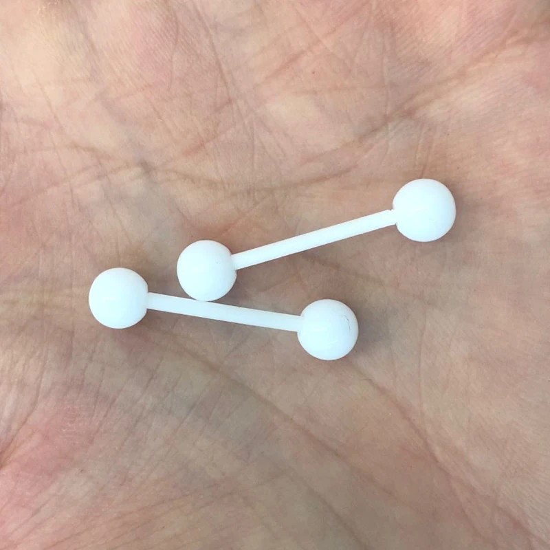 2Pcs 1.6x16mm Bars Candy Color Soft Acrylic Tongue Piercing Balls Plastic Barbell Nipple Piercing Tongue Rings Party Jewelry 14G piercing jewelry,body piercing jewelry,body jewelry