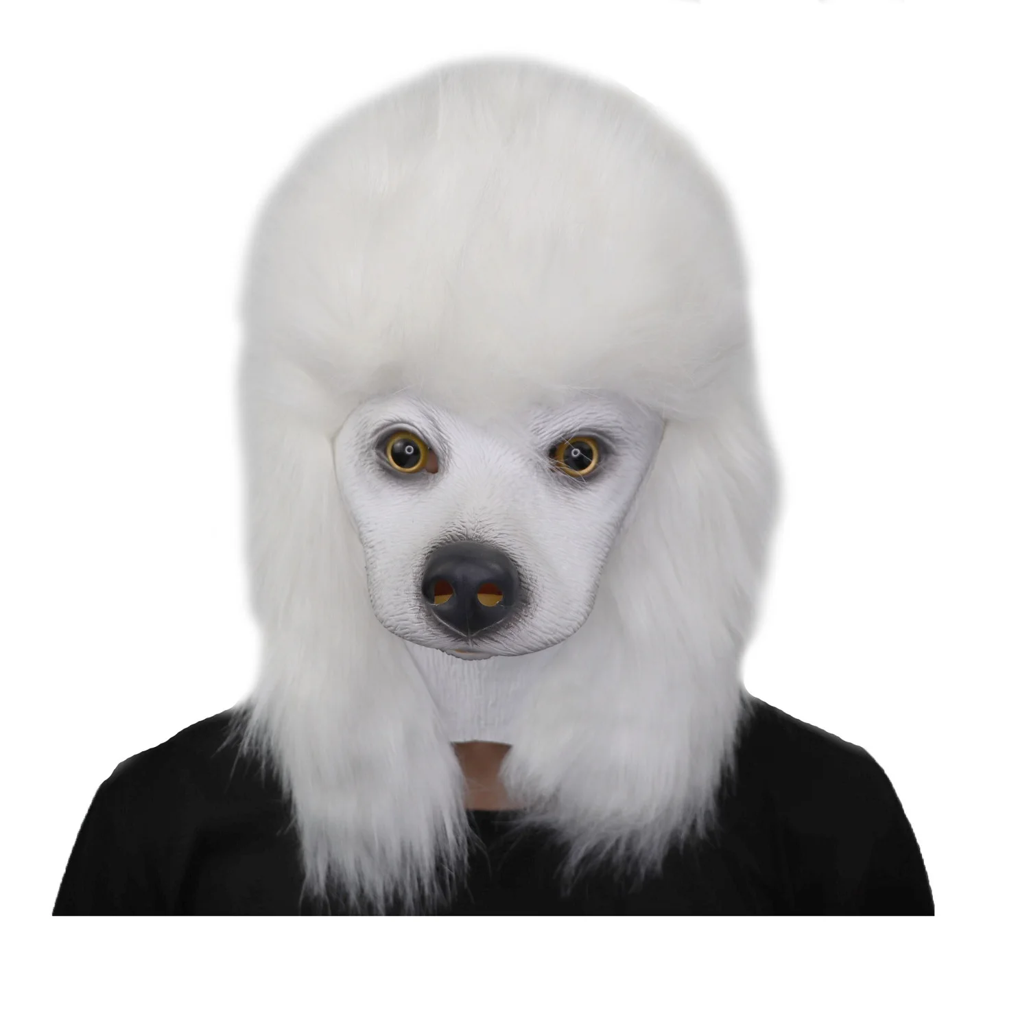 

Christmas White Poodle Dog head Party Mask Latex With Further Animal Cosplay Fancy Dress Masks Adult Funny Costume Props