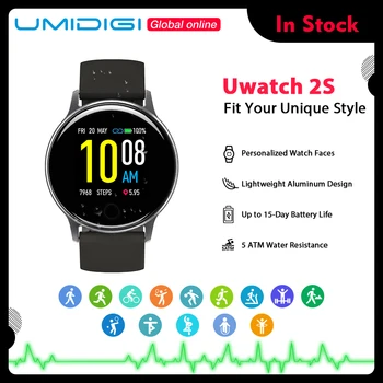 

UMIDIGI Uwatch 2S Sport Smart Watch Men 5ATM Waterproof 1.3" Clock Heart Rate Sleep Monitoring Women Smartwatch For Android IOS