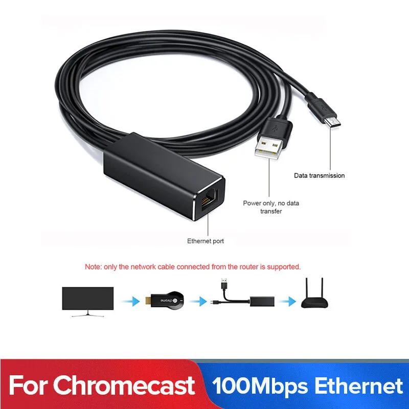 Огонь ТВ палка кабель Ethernet адаптер питания огонь Chromecast Ultra2/1
