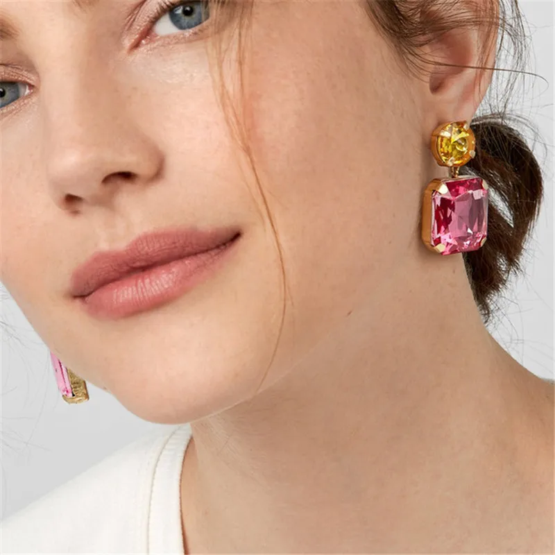 JURAN Hot Brand Bling Mixed Color Crystal Drop Earrings for Women Rhinestone Fashion Jewelry Bridal Party Wedding Earrings Gifts