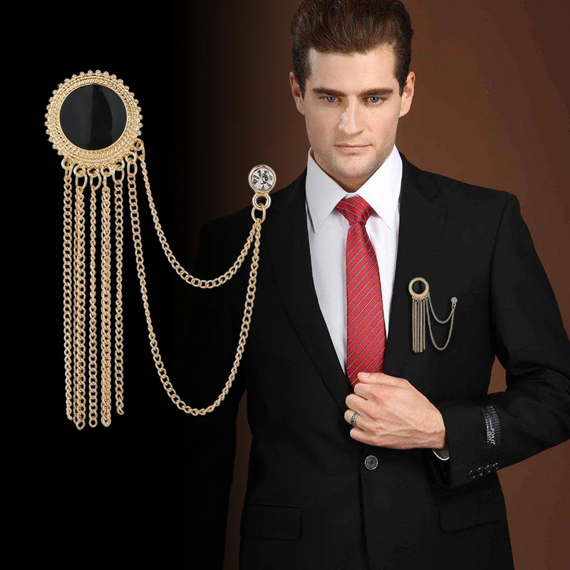 Crystal Brooches Personality Retro Palace Style Men's Unisex Black