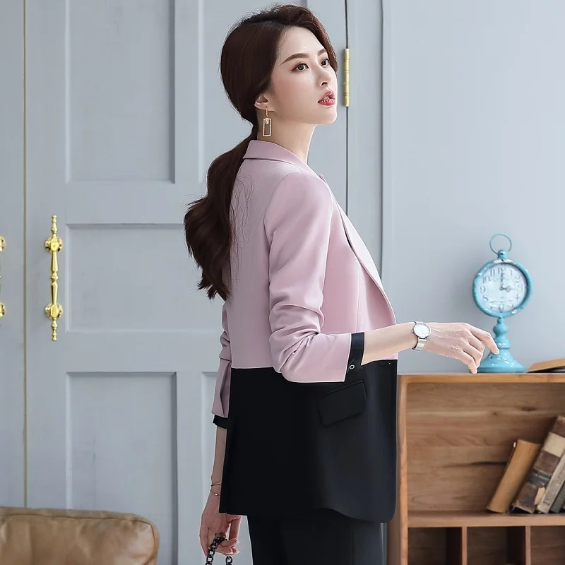 Women suits Slim autumn winter Color matching Blazers Pants OL Formal Business Women pants suits Women set suits 6078