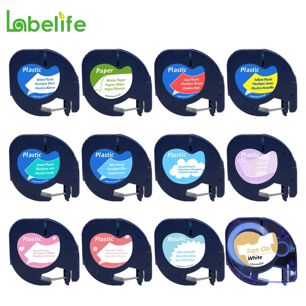 

1PC 91201 91200 12mm Black on white Compatible for Dymo Letratag Plastic Tape LT 91331 LT91201 12267 18769 18771 LT-100H LT-100T