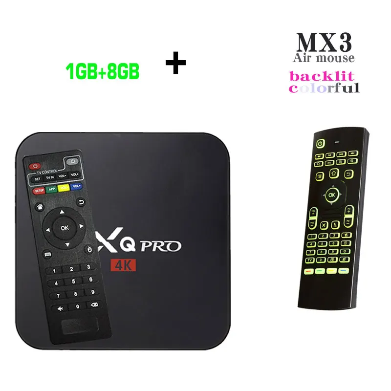 Android tv box 7,1 MXQpro 4K S905W 1GB 8GB Smart quad core tv box 2GB 16GB можно оформить подписку на ip-телевидение арабское, Европа, Бразилия - Цвет: (1G8G) and MX3C