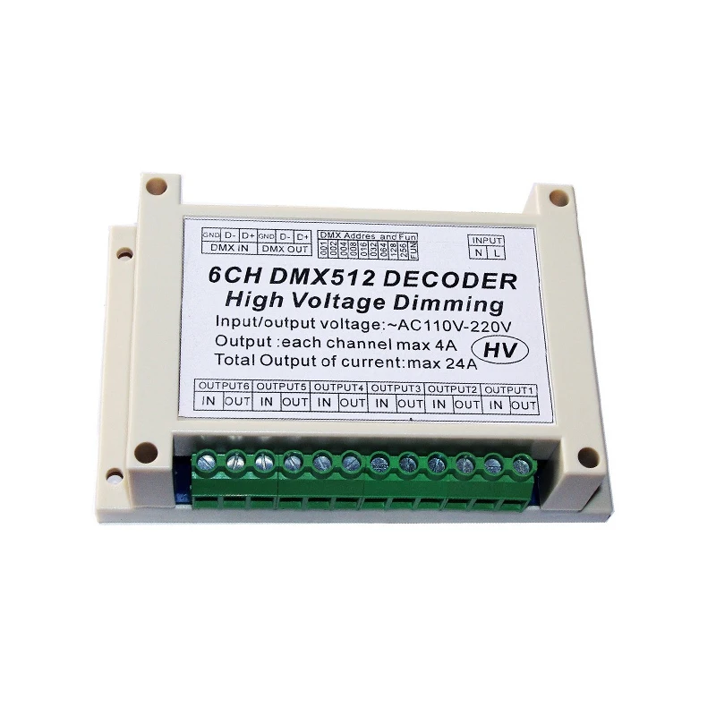 6-канальный декодер DMX512 AC110V-220V регулировка яркости высокого напряжения 6 каналов