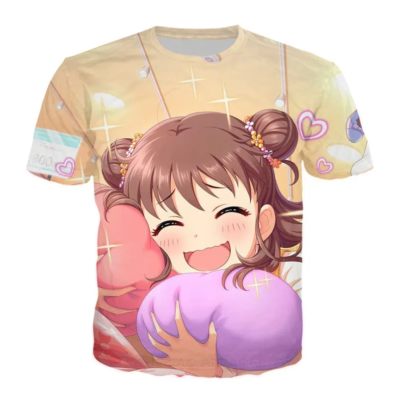 Kawaii/футболка с принтом для маленьких девочек Новая футболка персонажами аниме