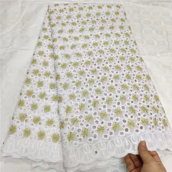 

Pure Cotton Swiss Voile Lace Fabric With Stones African Dry Lace Fabric High Quality Nigerian Net lace 5yards For Wedding dress