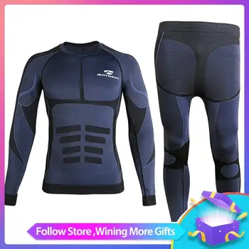 

New Motorcycle Men Thermal Underwears Suits Set Motor Skiing Winter Warm Base Layers Tight Long Tops Pants Motocross Protection