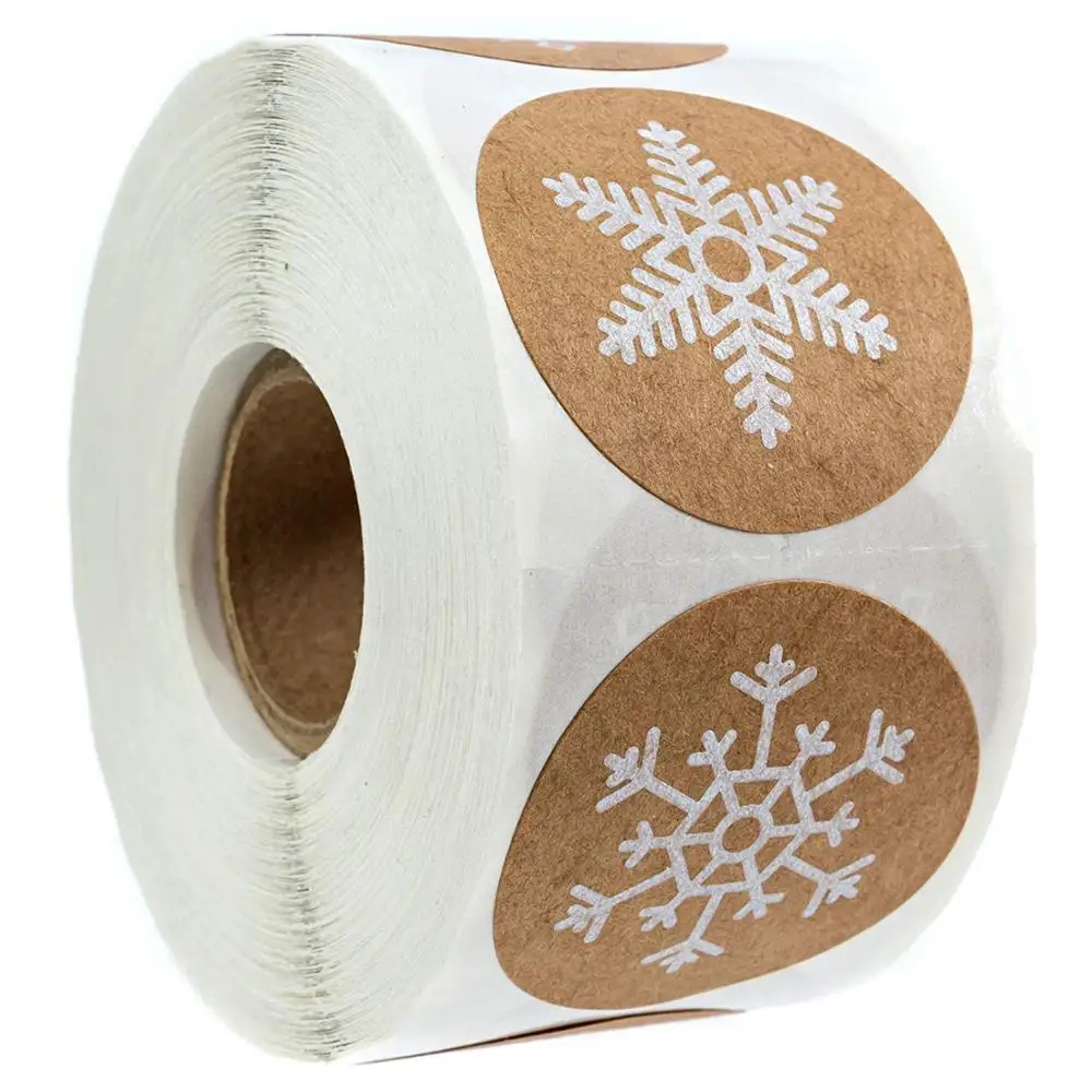 Christmas Snowflake 500 снежинки Круглая Бумажная наклейка Рождественская подарочная коробка печать Наклейка Декор DIY Бумажная Этикетка Новогодние украшения на День Благодарения бирки - Цвет: Christmas Snowflake