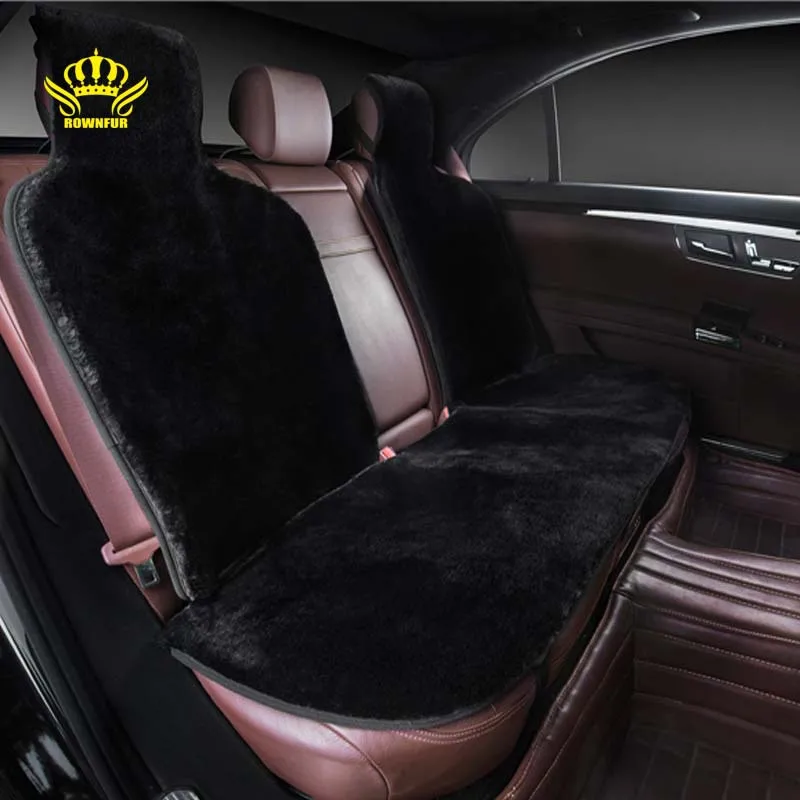 car seat covers set  black faux fur cute car  interior accessories cushion styling winter new plush car  pad seat covers for car