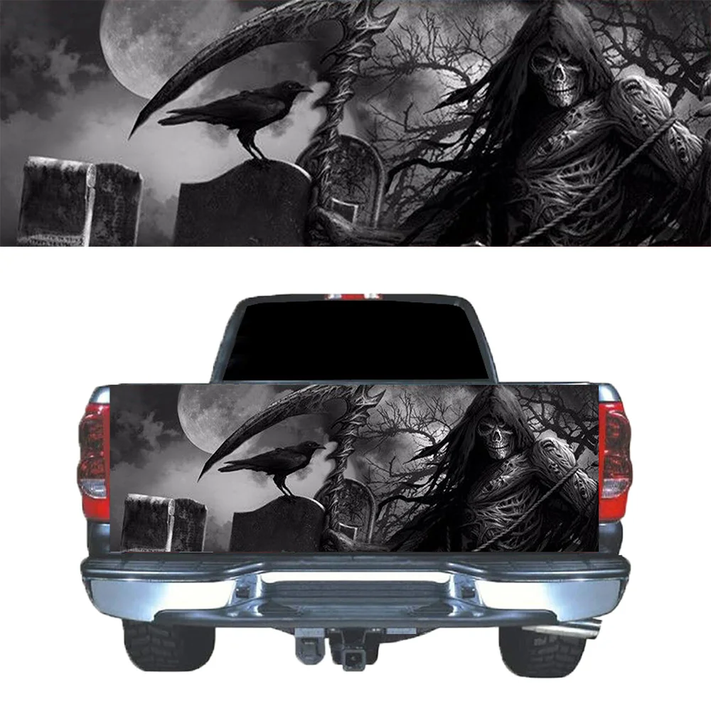 

GRIM REAPER CEMETERY B/W Tailgate Graphic Decal Pickup Truck car rear door