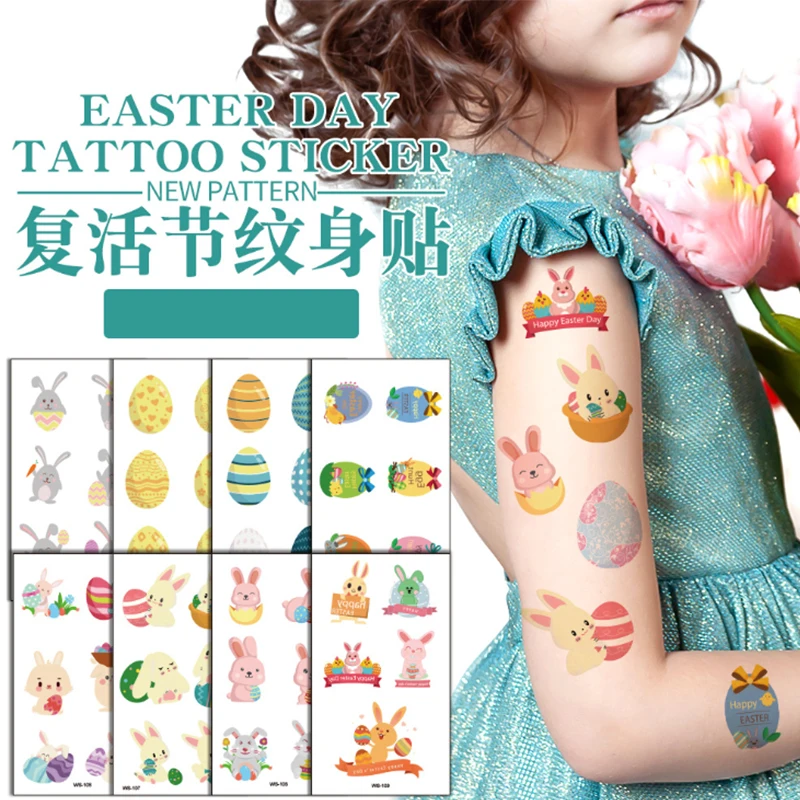 

Easter Day Children Animal Temporary Tattoo Sticker Colorful Fake Tatoo Rabbit Tatto Waterproof Body Art for Child Birthday Gift
