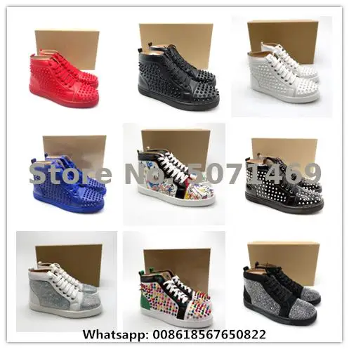 OLOMLB-CL, мужские и женские кроссовки с красной подошвой, шиповки с заклепками, замшевые дизайнерские высокие кроссовки, размеры 36-45, Frqq