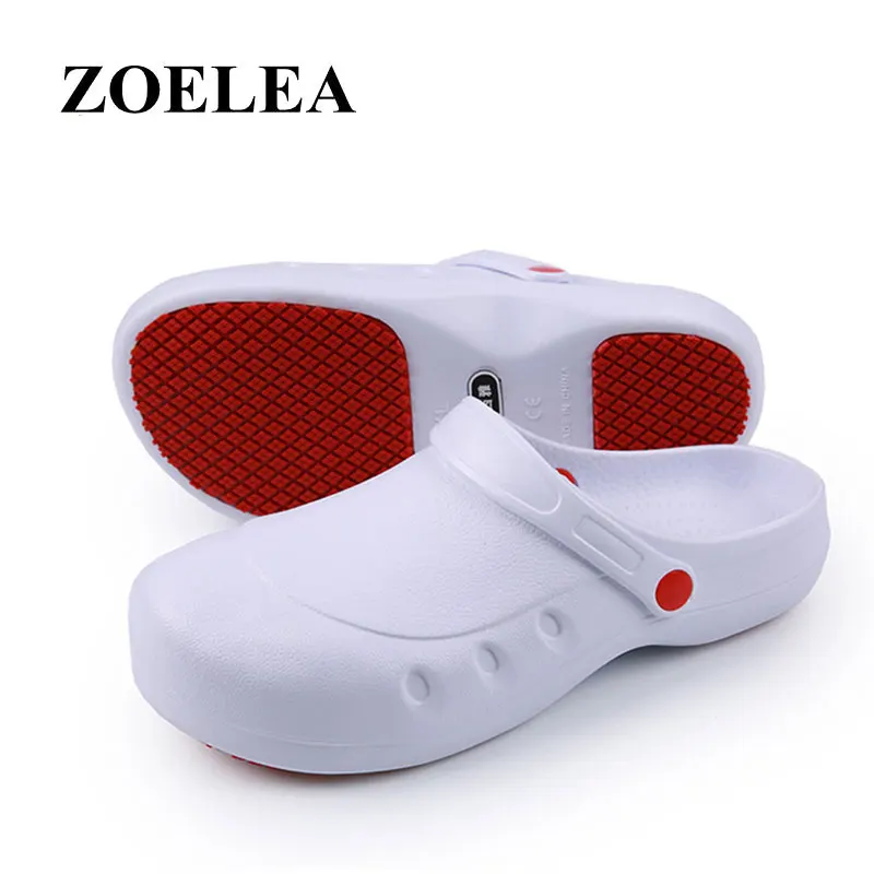 

Smash-proof Men Oil-Proof Water-Proof for the Chef Master Cook Hotel Restaurant Slippers Sandals Flat Work Shoes Slippers