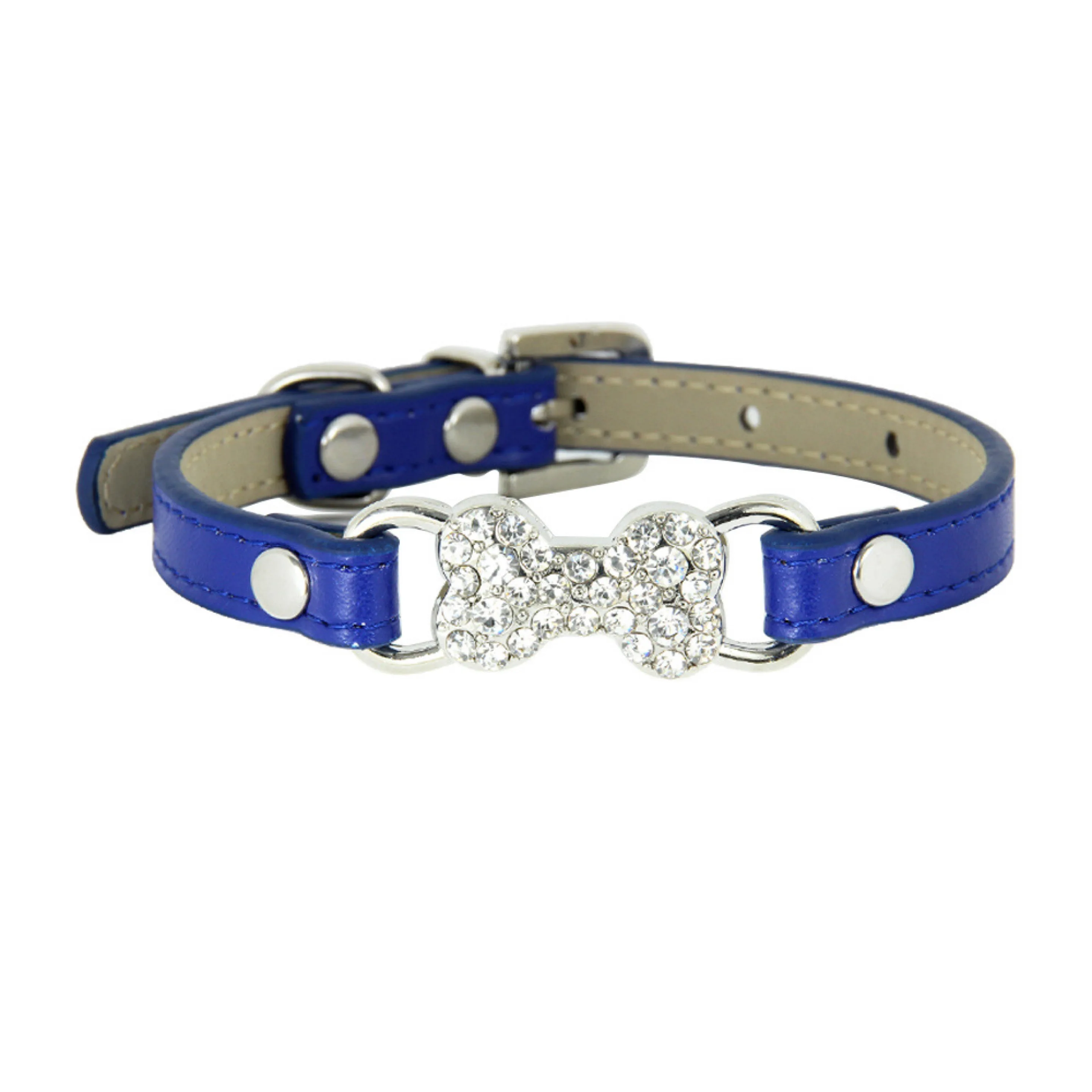 Pet Dog Collar With Diamond Bone Adjustable Dogs Cats Collar Control Handle Training Pet Cat Dog Collar Pet Supplies Products