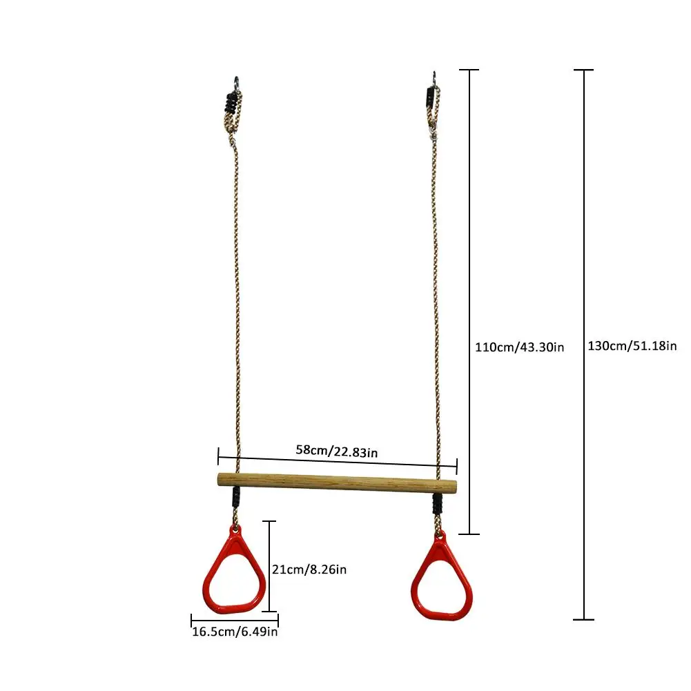 Детские трапециевидные качели с кольцами, деревянный Игровой набор с пластиковыми кольцами, спортивные кольца для детей, детей, взрослых, кольцо для фитнеса на открытом воздухе
