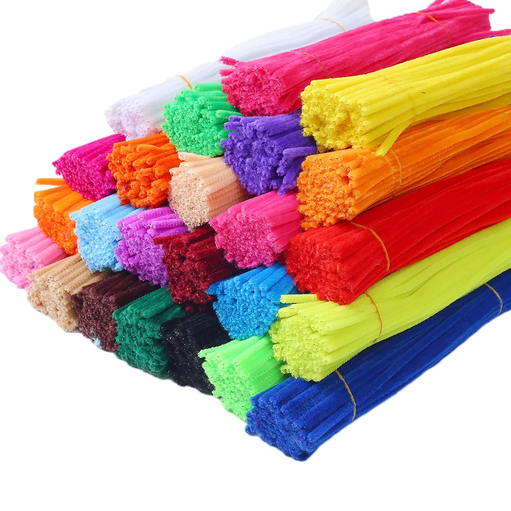 50pcs Chenille Stem Pipe Kids DIY Creative Toys Chenille Sticks Cleaners Kindergarten Educational Handmade Material Plush Strips