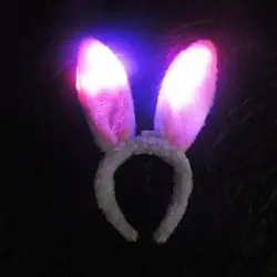 Блестящая повязка на голову с ушастым Кроликом, светящаяся, меняющая цвет, детская игрушка с ушастым Кроликом, опт, Поющая вспышка