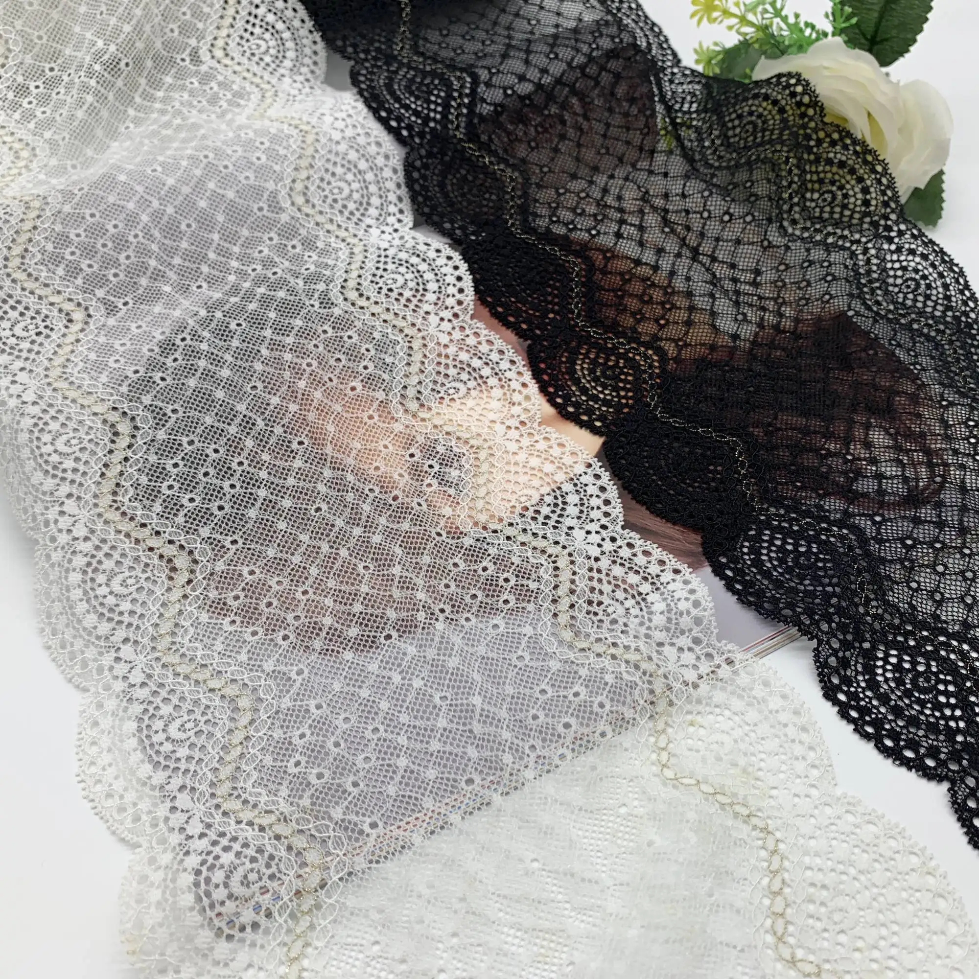 

3y/lot 18cm Stretch lace fabric trim DIY sleeve skirt elasticity lace trim 22cm clothing bra underwear decorative accessories