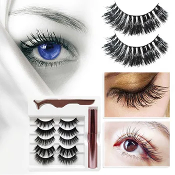 

5Pair/set Magnet Eyelash Magnetic Liquid Eyeliner&Magnetic False Eyelashes&Tweezer Set Long Lasting Eyelash Extension Tools