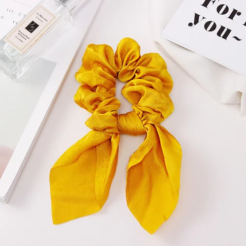 Новые летние цветные шифоновые резинки для волос с бантиком и эластичным хвостом модные аксессуары для волос - Цвет: Yellow